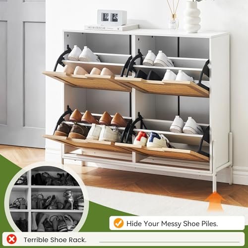 Coucheta - coucheta 4 Flip Drawers Shoe Storage Cabinet
